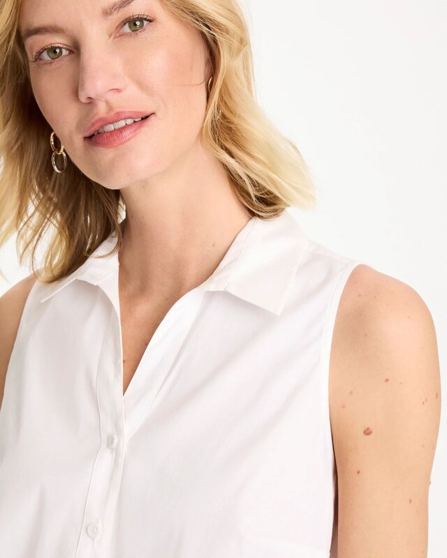 Cotton-Blend Classic Sleeveless Shirt - image 4